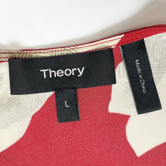 Theory Zabetha Crimson Limonta Button-Back Silk Shell Top - Picture 9 of 9